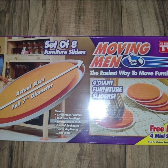 Moving Men Set of 8 Furniture Sliders 4 Giant & 4 - Picture 3 of 8